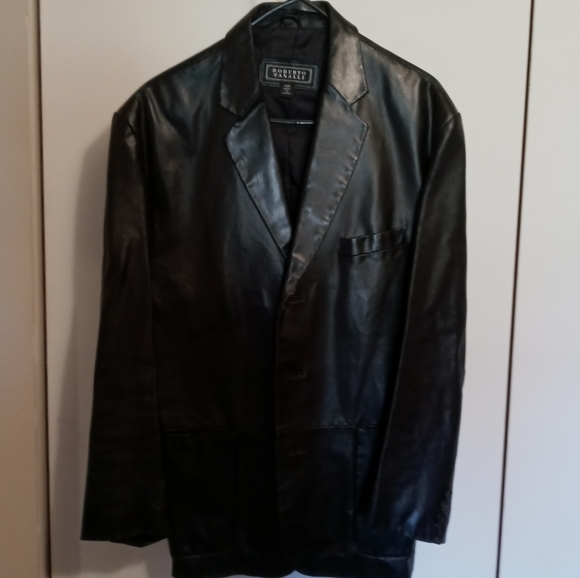 Roberto Vasalli Other - Black Leather Roberto Vasalli Blazer Jacket